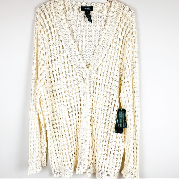 Ralph Lauren Tops - Ralph Lauren Hand Knitted Crochet Cardigan